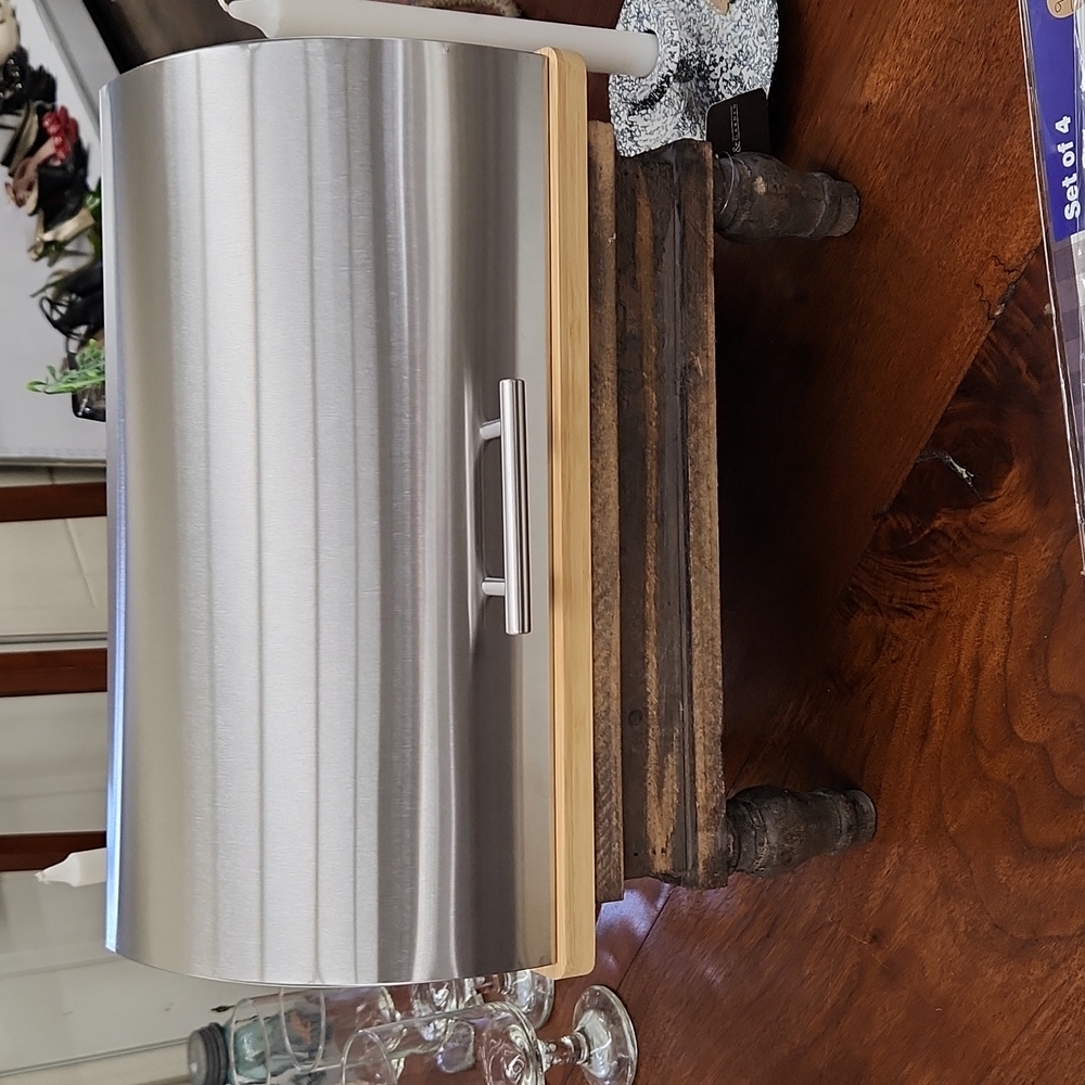 Stainless steel/ Wood Breadbox New in Box